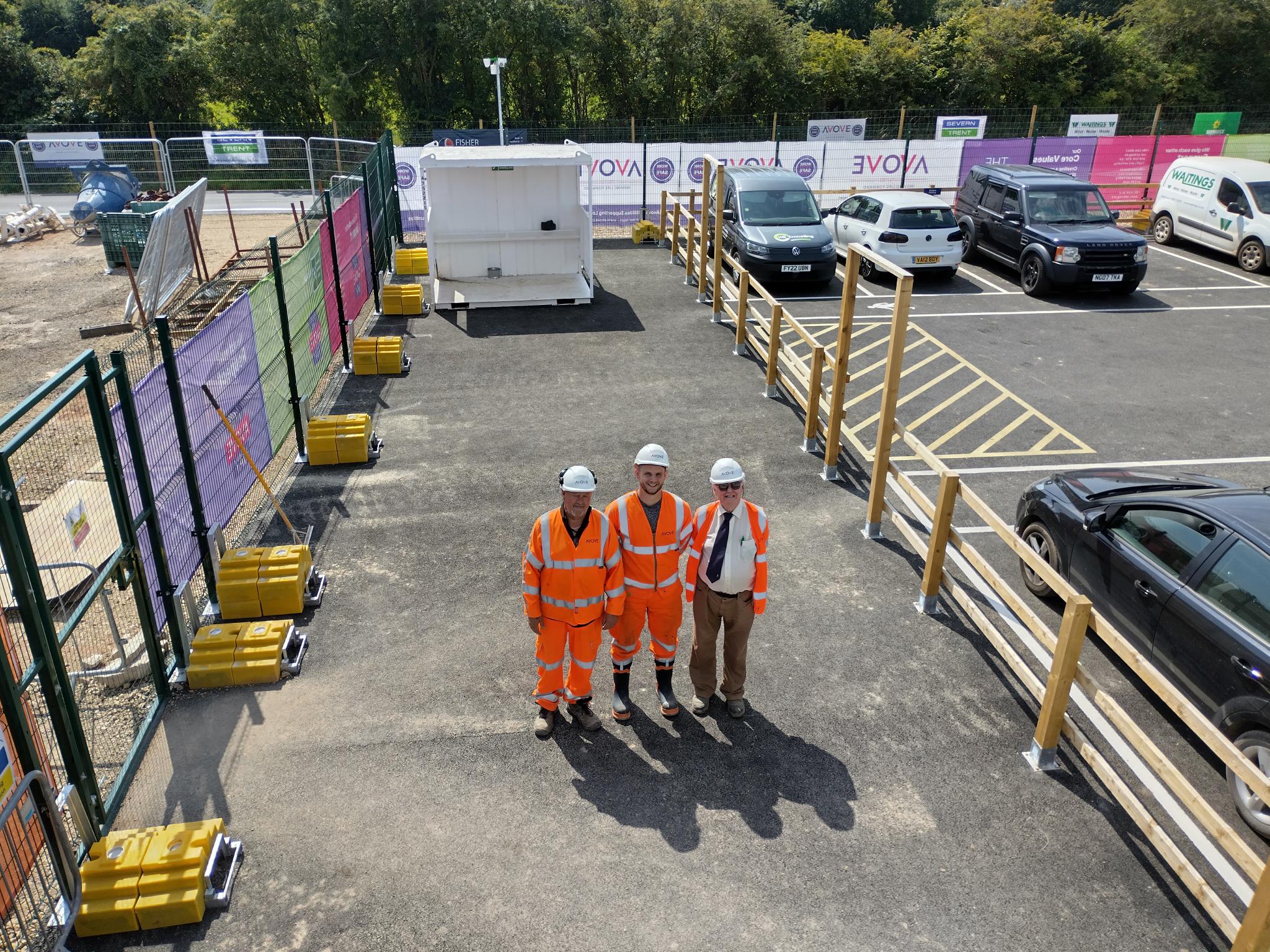 Retired engineer pictured with our site managers at Severn Trent Strelley-Redhill site,